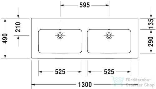 Duravit ME BY STARCK 130x49 cm dupla mosdó csaplyuk nélkül,White Satin Matt 2336133260