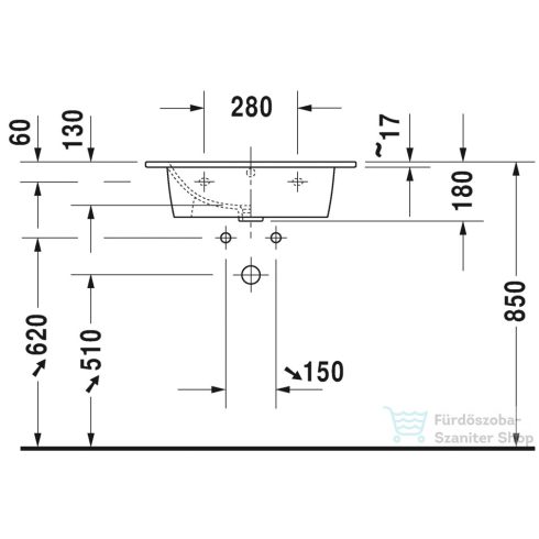 Duravit ME BY STARCK 63x49 cm-es bútorral aláépíthető mosdó Wondergliss bevonattal 23366300001