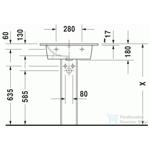 Duravit ME BY STARCK 63x49 cm mosdó csaplyuk nélkül,White Satin matt 2336633260