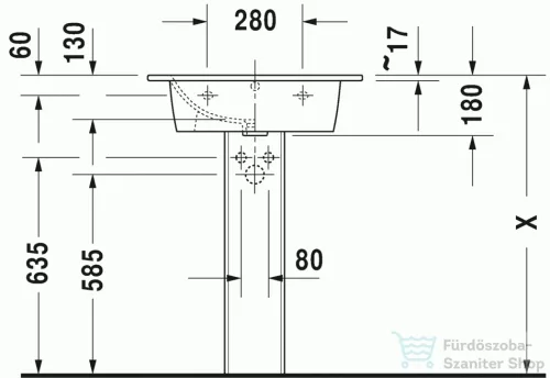Duravit ME BY STARCK 63x49 cm mosdó csaplyuk nélkül,White Satin matt 2336633260