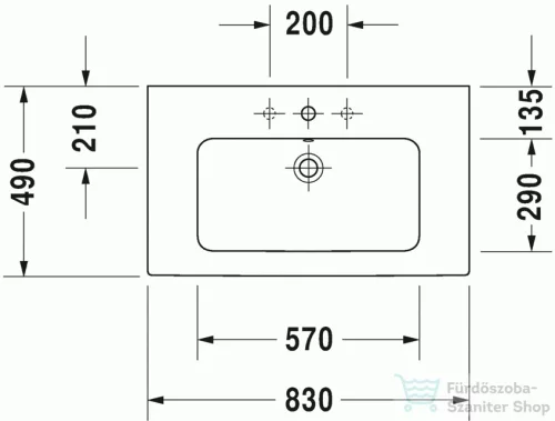 Duravit ME by Starck 83x49 cm mosdó csaplyuk nélkül 2336830060 ( 233683 )