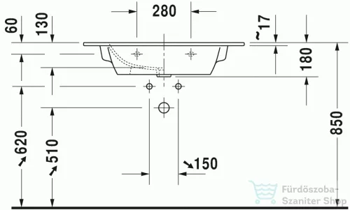 Duravit ME by Starck 83x49 cm mosdó csaplyuk nélkül 2336830060 ( 233683 )