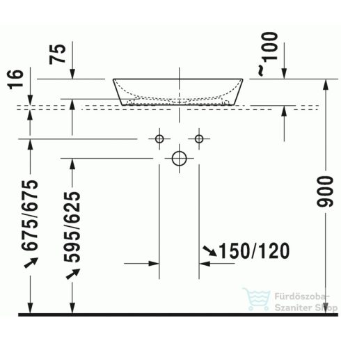 Duravit Cape Cod ráültethető mosdó 50cm szélességgel 2339500000 ( 233950 )