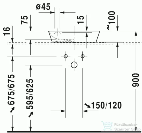 Duravit Cape Cod ráültethető mosdó 46x46 méretben 2340460000 ( 234046 )