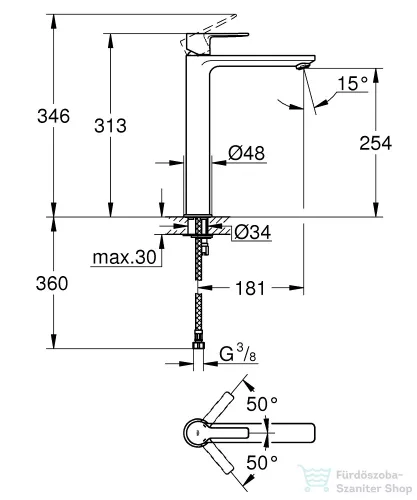 Grohe LINEARE magasított mosdócsaptelep XL-méret króm 23405001