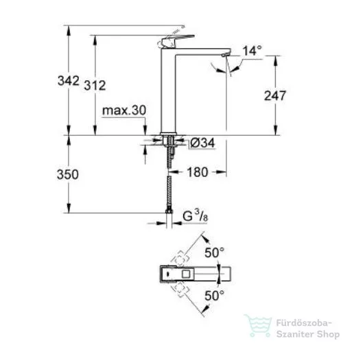 Grohe EUROCUBE egykaros mosdócsaptelep XL-Size króm 23406000