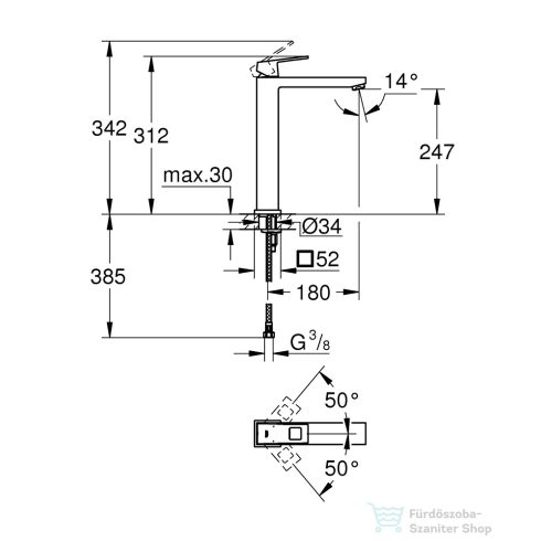 Grohe EUROCUBE XL egykaros mosdó csaptelep leeresztő nélkül,Supersteel 23406DC0