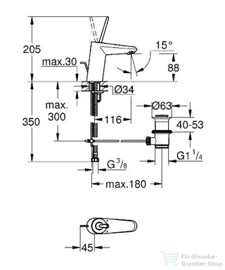 Grohe EURODISC Joy mosdó csaptelep, automata leeresztővel, króm 23425000