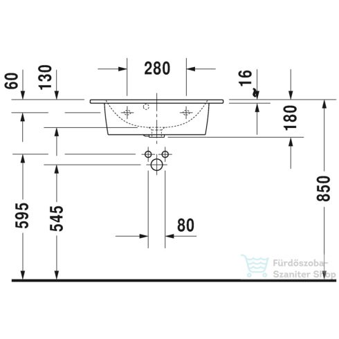 Duravit ME BY STARCK 63x40 cm bútorral aláépíthető mosdó Wondergliss bevonattal,23426300001