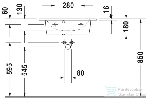 Duravit ME BY STARCK 63x40 cm bútorral aláépíthető mosdó Wondergliss bevonattal,23426300001