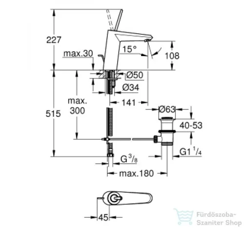 Grohe EURODISC Joy mosdó csaptelep, automata leeresztővel, króm 23427000