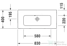 Duravit ME BY STARCK 83x40 cm-es bútorral aláépíthető mosdó csaplyuk nélkül,Wondergliss bevonattal,White Satin matt,23428332601
