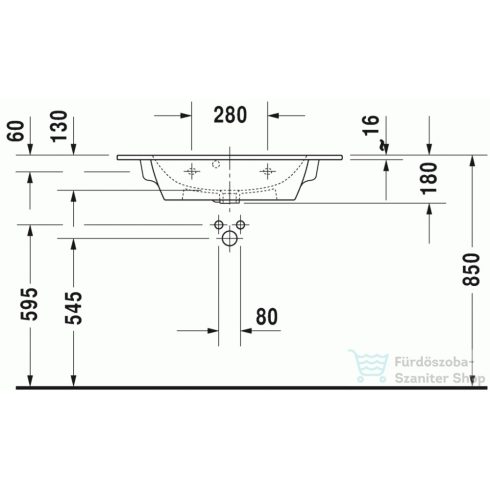 Duravit ME BY STARCK 83x40 cm-es bútorral aláépíthető mosdó csaplyuk nélkül,Wondergliss bevonattal,White Satin matt,23428332601