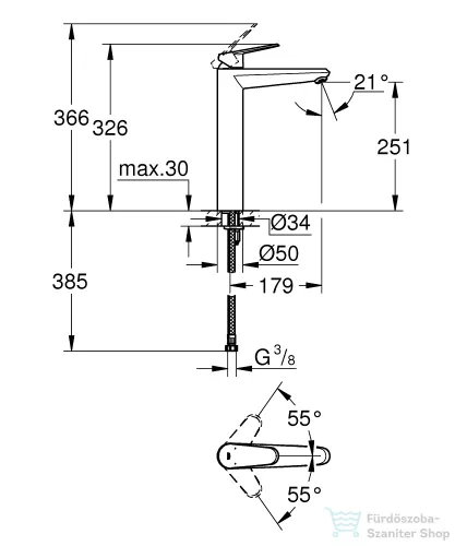 Grohe EURODISC COSMOPOLITAN mosdócsaptelep XL-Size króm 23432000