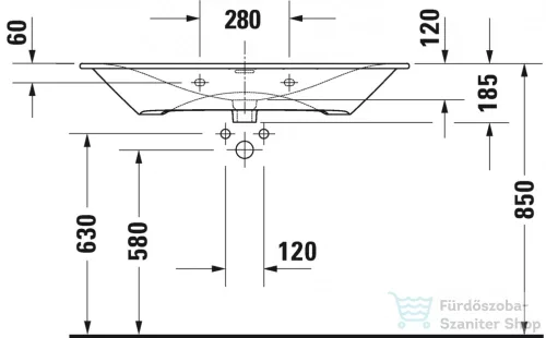 Duravit Viu 103x49 bútorral aláépíthető mosdó 2344100000 ( 234410 )