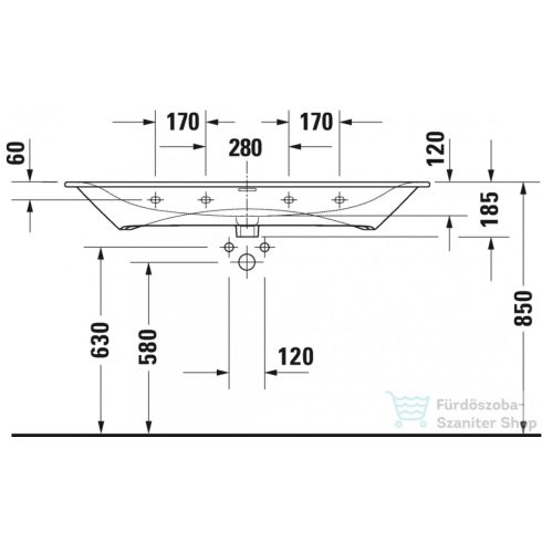 Duravit Viu 123x49 bútorral aláépíthető mosdó 2344120000 ( 234412 )
