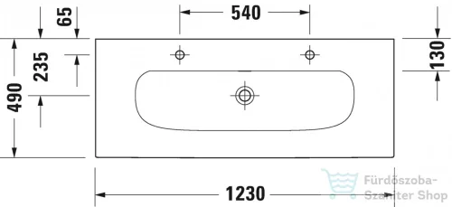Duravit Viu 123x49 bútorral aláépíthető mosdó 2 csaplyukkal 2344120024 ( 234412 )