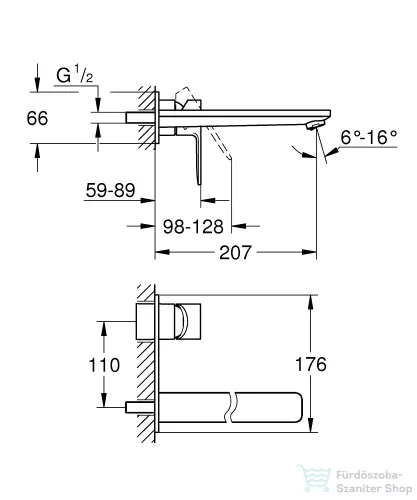 GROHE Lineare 2-lyukas mosdócsaptelep L-méret 23444001