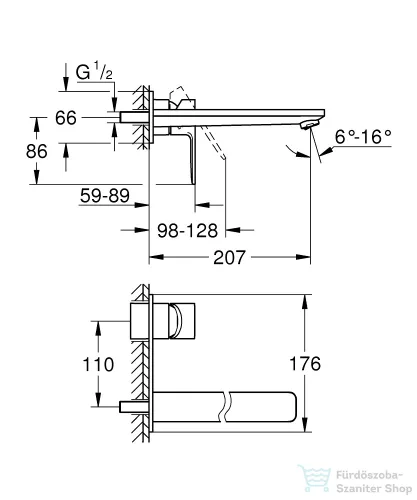GROHE Lineare falsík alatti mosdócsaptelep leeresztő és alaptest nélkül,Cool Sunrise 23444GL1