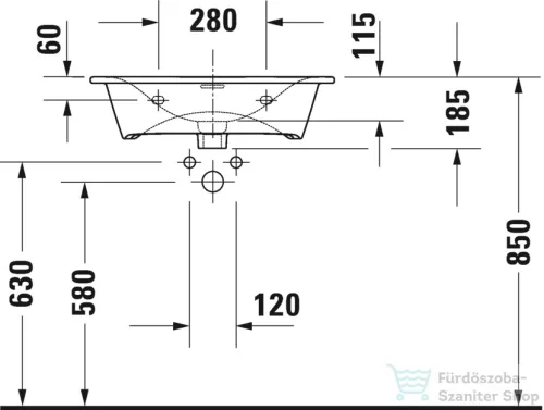 Duravit Viu 63x49 bútorral aláépíthető mosdó 2344630000 ( 234463 )