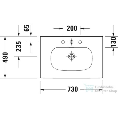 Duravit Viu 73x49 bútorral aláépíthető mosdó 2344730000 ( 234473 )