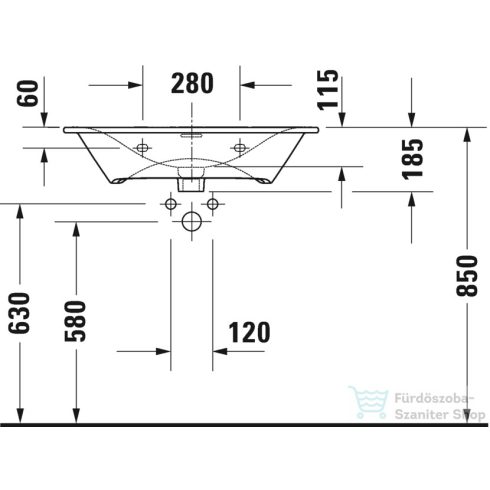 Duravit Viu 73x49 bútorral aláépíthető mosdó 2344730000 ( 234473 )