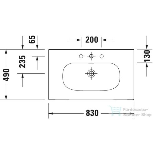 Duravit Viu 83x49 bútorral aláépíthető mosdó 2344830000 ( 234483 )