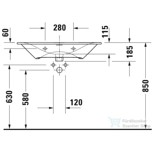 Duravit Viu 83x49 bútorral aláépíthető mosdó 2344830000 ( 234483 )