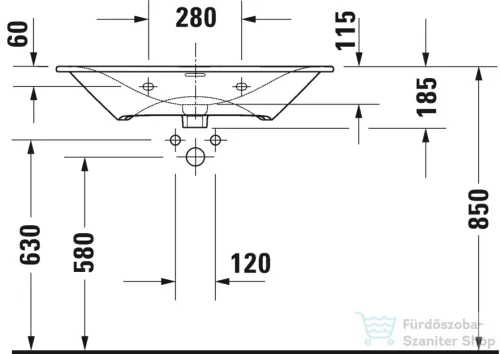 Duravit Viu 83x49 bútorral aláépíthető mosdó 2344830000 ( 234483 )