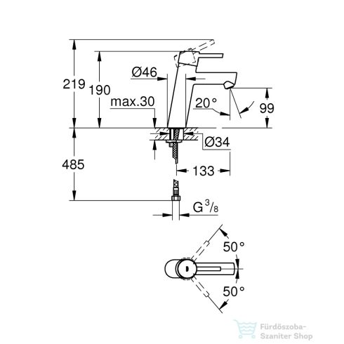 Grohe CONCETTO M mosdó csaptelep leeresztő nélkül,króm 23451001