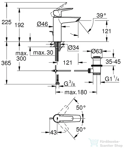 Grohe QuickFix START M mosdó csaptelep automata leeresztővel, króm 23455002