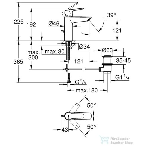 Grohe QuickFix START M mosdó csaptelep automata leeresztővel,matt fekete 234552432