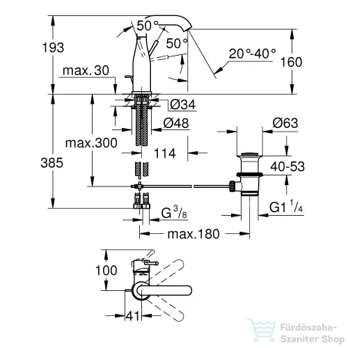 Grohe ESSENCE mosdó csaptelep,M-Size, automata leeresztővel,Warm Sunset 23462DA1