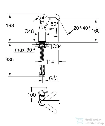 Grohe ESSENCE M mosdó csaptelep leeresztő nélkül,króm 23463001
