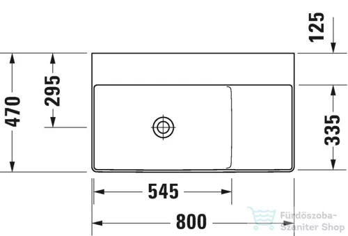 Duravit DURASQUARE 80x47 cm-es bútorral aláépíthető mosdó bal oldali medencével,csaplyuk és túlfolyó nélkül,2348800070