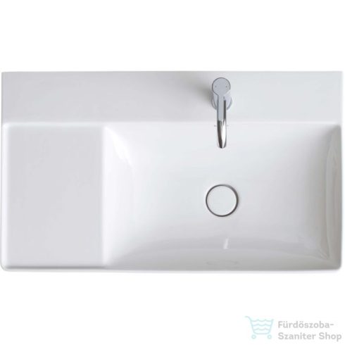 Duravit DURASQUARE 80x47 cm-es bútorral aláépíthető túlfolyó nélküli mosdó jobbos medencével,Wondergliss bevonattal 23498000411