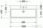 Duravit Vero Air 100x47 cm mosdó, csiszolt, három csaplyukkal 2350100025 ( 235010 )