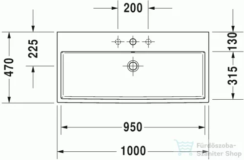 Duravit Vero Air 100x47 cm mosdó, csiszolt, három csaplyukkal 2350100025 ( 235010 )