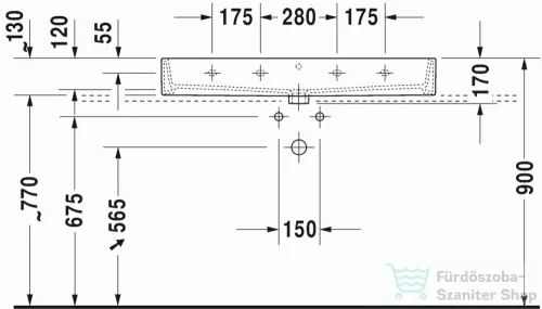 Duravit Vero Air 100x47 cm mosdó, csiszolt, három csaplyukkal 2350100025 ( 235010 )