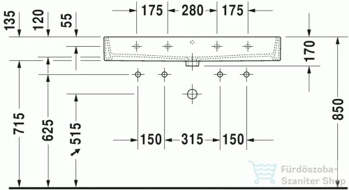 Duravit Vero Air 100x47 cm mosdó két csaplyukkal, csiszolt 2350100026 ( 235010 )