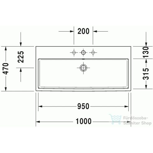 Duravit Vero Air 100x47 cm mosdó három csaplyukkal 2350100030 ( 235010 )
