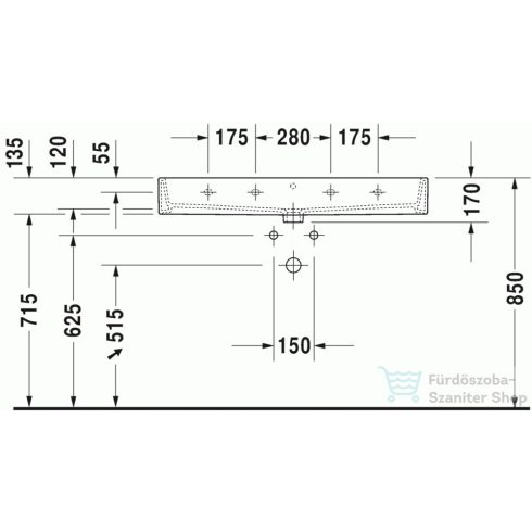 Duravit Vero Air 100x47 cm mosdó három csaplyukkal 2350100030 ( 235010 )