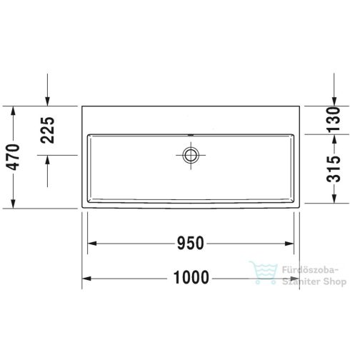 Duravit VERO AIR 100x47 cm-es csiszolt mosdó csaplyuk és túlfolyó nélkül,Wondergliss bevonattal,23501000791