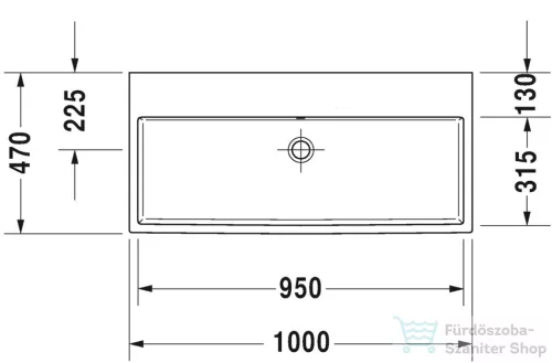Duravit VERO AIR 100x47 cm-es csiszolt mosdó csaplyuk és túlfolyó nélkül,Wondergliss bevonattal,23501000791