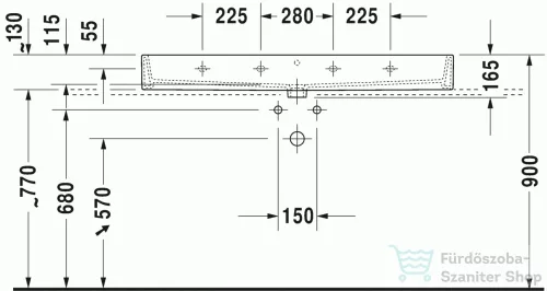 Duravit Vero Air 120x47 cm mosdó, csiszolt, három csaplyukkal 2350120025 ( 235012 )