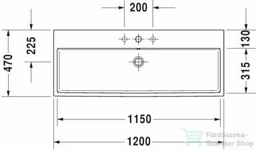 Duravit VERO AIR 120x47 cm-es csiszolt mosdó túlfolyó nélkül,Wondergliss bevonattal,23501200711