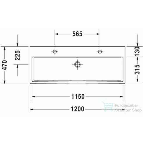 Duravit VERO AIR 120x47 cm-es csiszolt mosdó két csaplyukkal,túlfolyó nélkül,Wondergliss bevonattal,23501200721