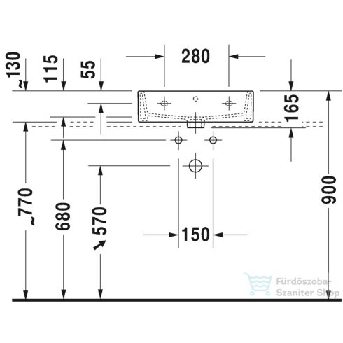 Duravit VERO AIR 50x47 cm-es csiszolt mosdó Wondergliss bevonattal,23505000271