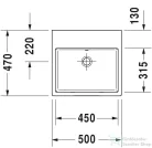 Duravit VERO AIR 50x47 cm-es csiszolt mosdó csaplyuk nélkül,2350500028