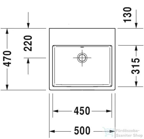 Duravit VERO AIR 50x47 cm-es csiszolt mosdó csaplyuk nélkül,2350500028
